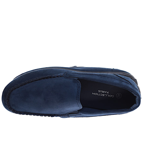 Wsuwane męskie granatowe półbuty mokasyny /F2-2 16568 T340/