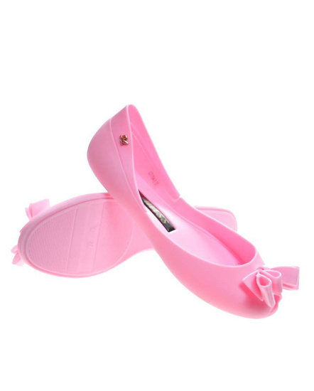 Gumowe balerinki meliski z kokardą Różowe /F10-2 4455 S078/