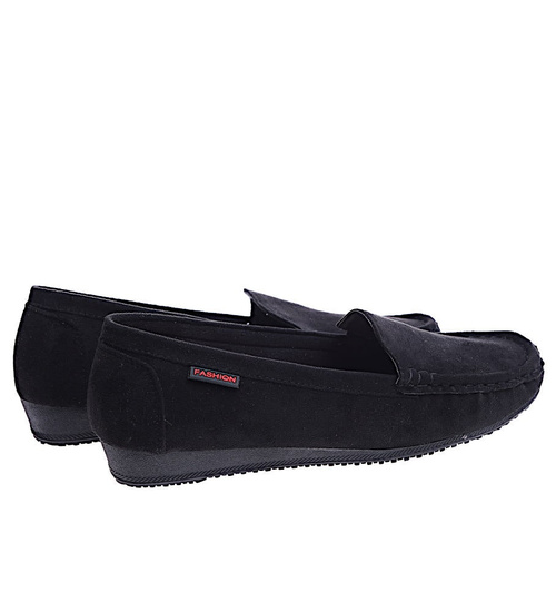 Czarne jesienne baleriny lordsy wsuwane mokasyny /E7-3 14672 T488/