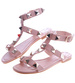 Różowe płaskie sandały damskie z piramidkami /A10-3 13551 T191/