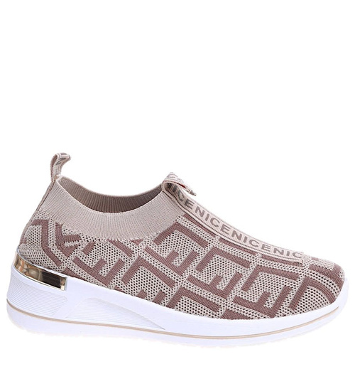 Wsuwane elastyczne buty sportowe Khaki /A4-2 16053 T184/