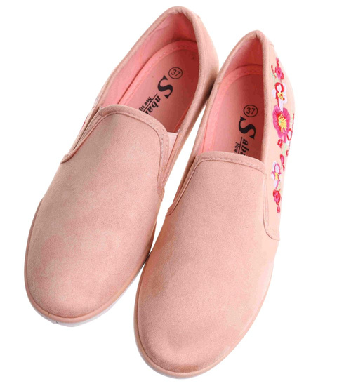 Wsuwane różowe tenisówki flower /F5-2 17875 T142/