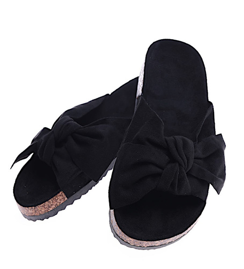 Czarne klapki damskie /F3-3 14463 T297/