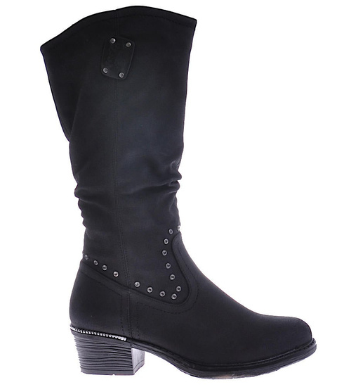 Czarne zamszowe kozaki damskie z ociepleniem /H2 10352 T293/
