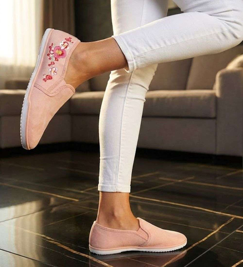 Wsuwane różowe tenisówki flower /F5-2 17875 T142/