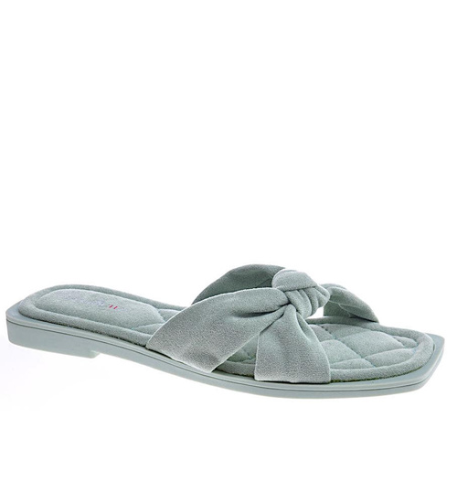 Klapki damskie z zamszu zielone /E8-2 11429 S291/