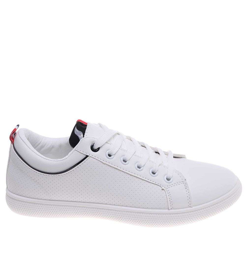 Białe męskie trampki sznurowane /G8-3 18679 T391/