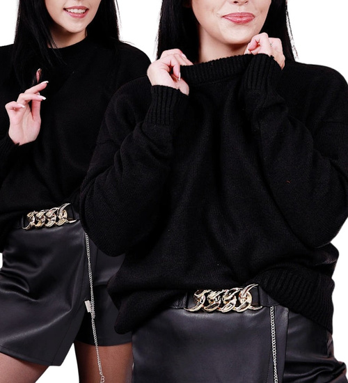 Luźny mięciutki czarny sweter /H2 A3-1 UB548 T391/