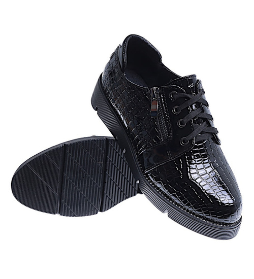 Czarne wiązane dziewczęce półbuty /D7-2 14966 T039/