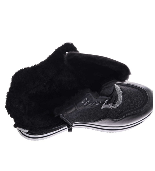 Zimowe botki sportowe damskie czarne /G5-1 18550 W18-47/