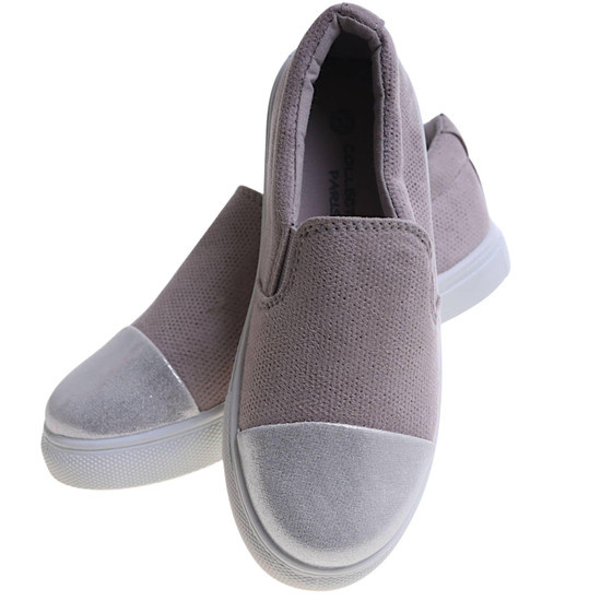 Wsuwane trampki dziewczęce slip on Jasno szare /C3-2 15726  T100/