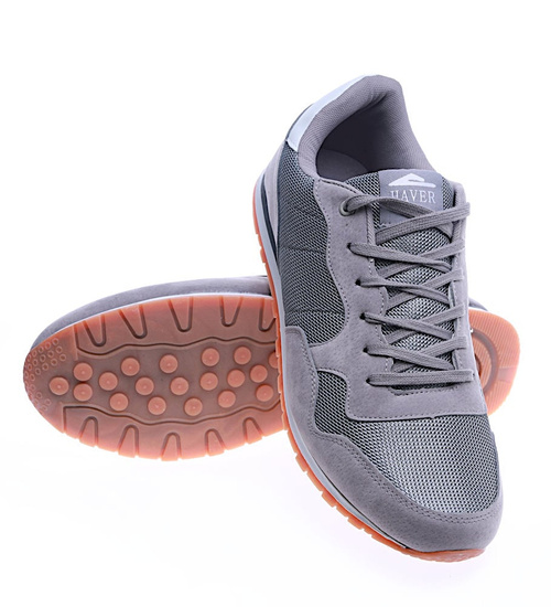 Wsuwane męskie półbuty Szare /F9-1 14243 S595/