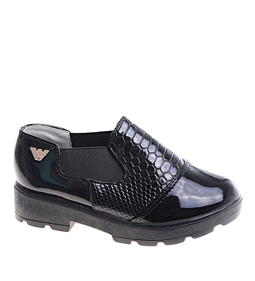 Czarne wsuwane dziewczęce półbuty /B2-3 14944 T039/