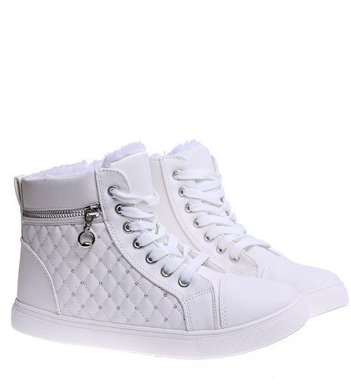 Zimowe białe trampki z wiązaniami /A9-3 15236 T592/