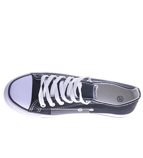 Trampki tekstylne sznurowane Czarne /F3-2 10507 S292/