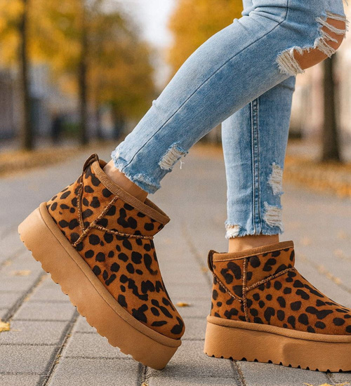 Krótkie kozaki śniegowce eskimoski Leopard /G9-3 18535 G284/