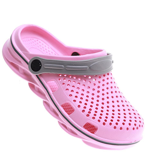 Kryte różowe szare klapki na basen /G6-1 16274 S196/