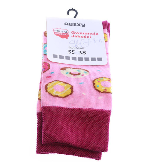Różowe uniwersalne skarpety Donaty /G8-1 SK43 S5/