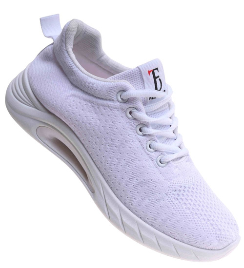 Białe wiązane sneakersy buty sportowe /A2-2 17710 W182/