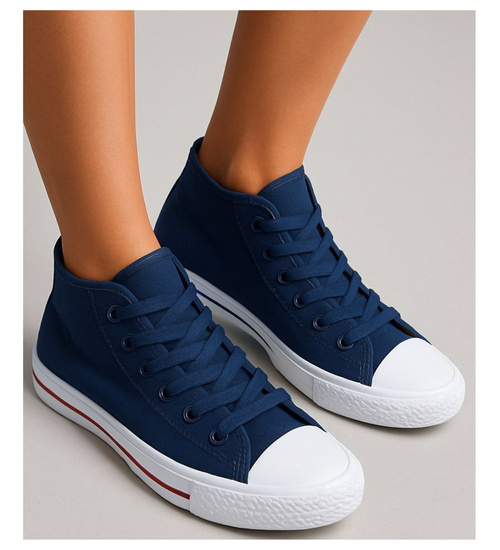 Wysokie granatowe rampki damskie /B1-1 14295 T131/