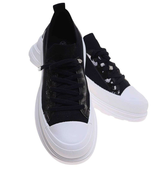 Czarne trampki na platformie wsuwane /D8-3 18721 T7/