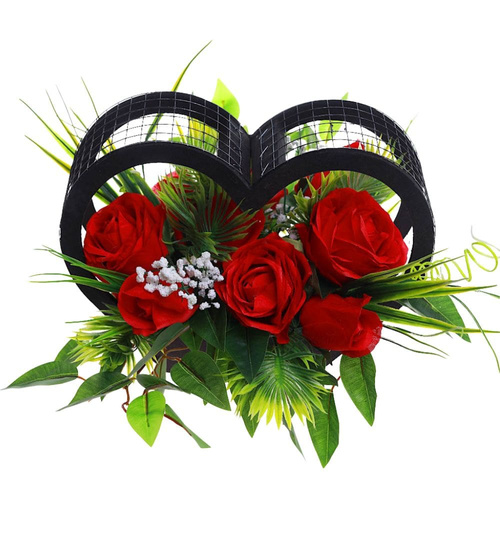 Kompozycja kwiatowa- czerwone róże w sercu /Komp100  P328/