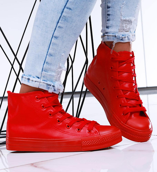 Wysokie czerwone trampki damskie /A2-1 16748 G9-84/