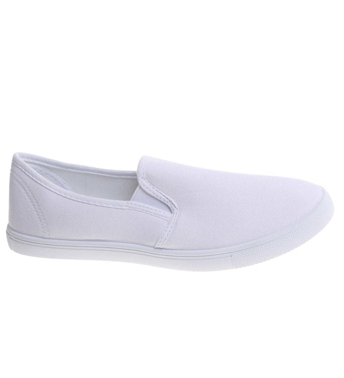 Białe materiałowe tenisówki slip on /C5-2 17772 T280/