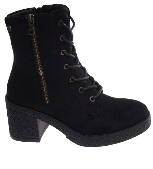 Czarne botki trapery na obcasie /G2-3 18225 W430/