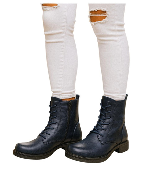 Granatowe botki ocieplane workery damskie /i5-2 h2 18400 W282/