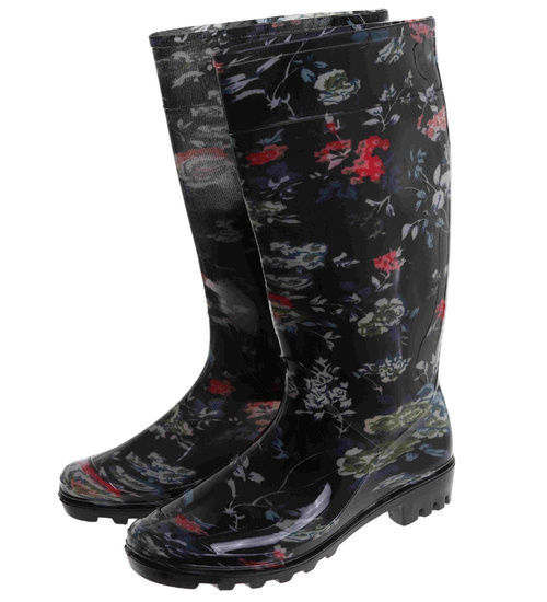 Czarne wysokie kalosze damskie /A3-1 17791 T349/