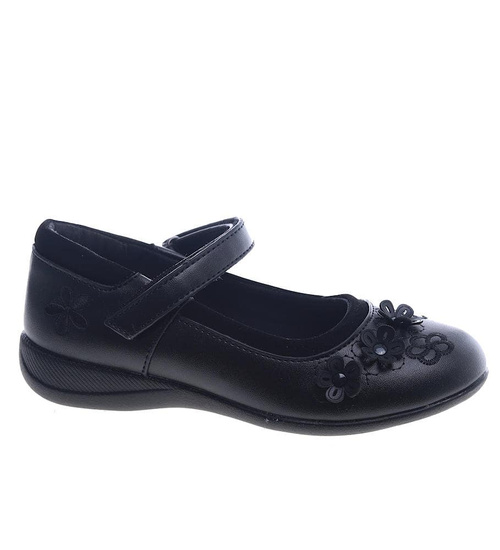 Dziewczęce czarne balerinki z paskiem /A6-2 8439 S009/