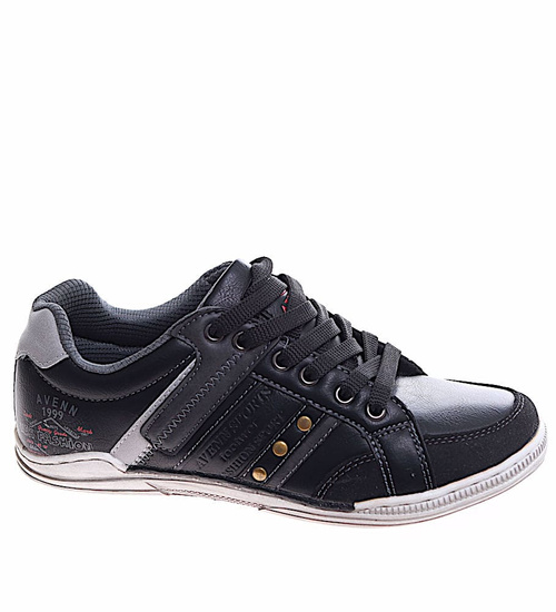 Sznurowane chłopięce trampki czarne /A10-3 16760 T177/