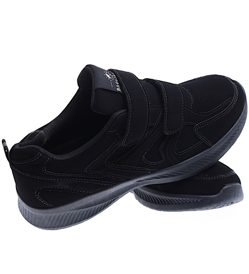 Czarne męskie buty sportowe na rzepy sneakersy /G12-1 15790 T289/