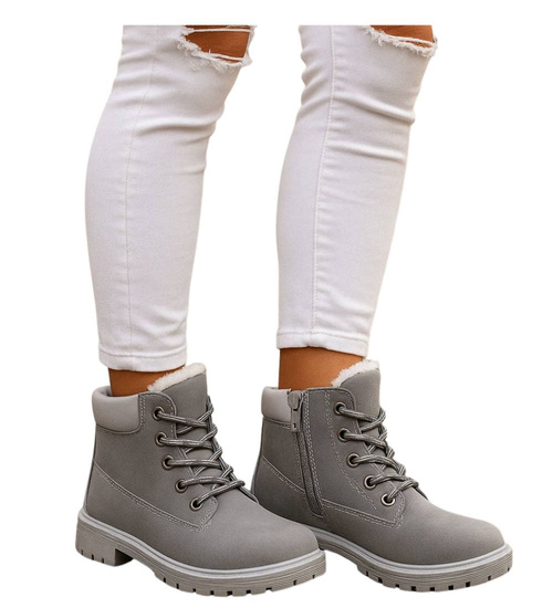 Szare dziewczęce trapery z futerkiem D5-2 18304 T295/