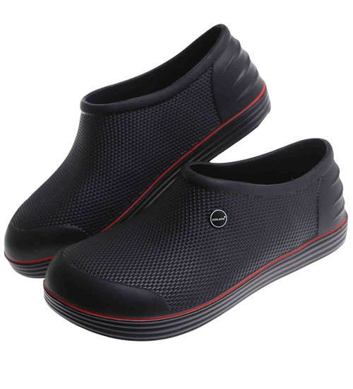 Kalosze damskie piankowe krótkie czarno czerwone /C1-1 17797 T18-45 +h2/