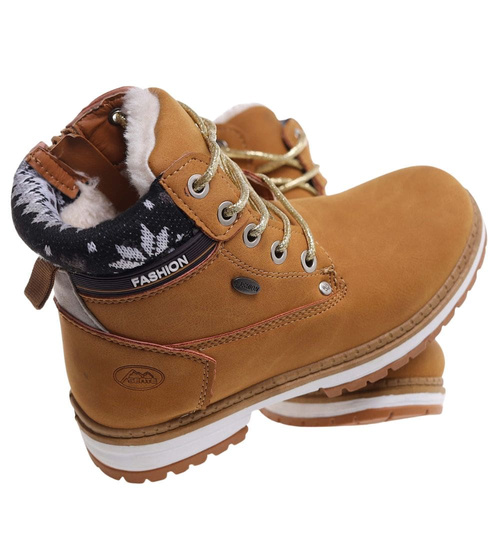  Ocieplane karmelowe botki trapery dziewczęce /G12-2 18296 T384/