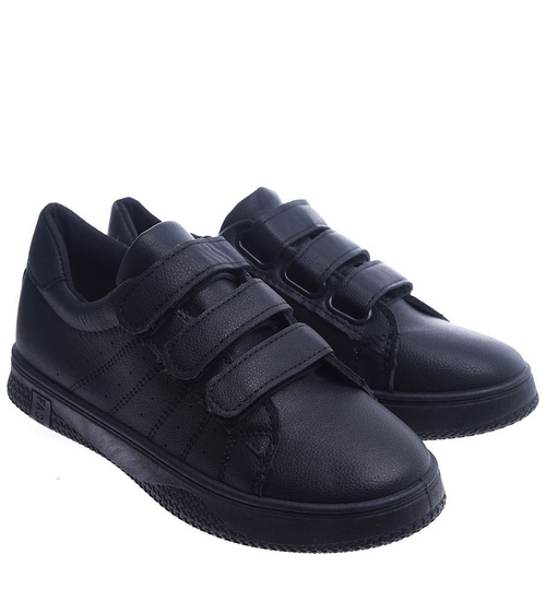 Klasyczne czarne trampki damskie na rzep /A5-2 14116 S268/