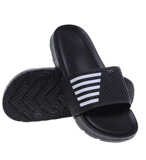 Klapki damskie na basen wodoodporne czarne ażurowe /F7-1 18638 T187/