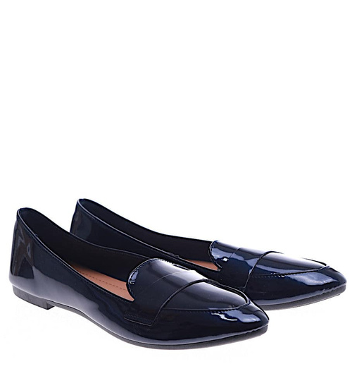 Granatowe baleriny damskie lakierowane /G4-2 13419 T191/