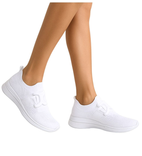 Białe wsuwane buty sportowe /C4-1 17112 W102 +h2/