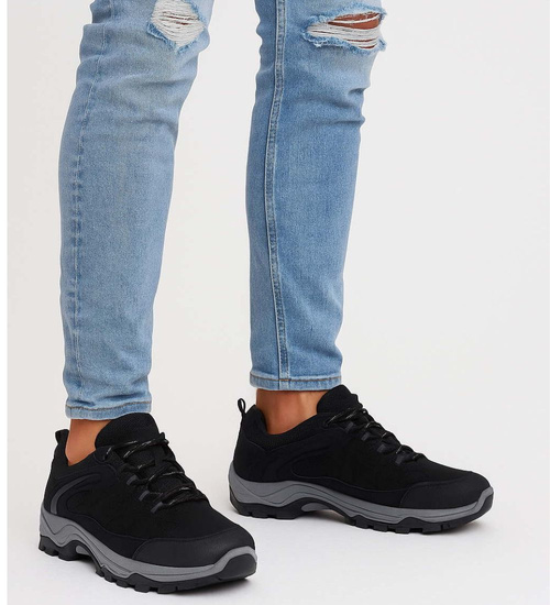 Czarne męskie buty trekkingowe /G12-1 18176  T389/