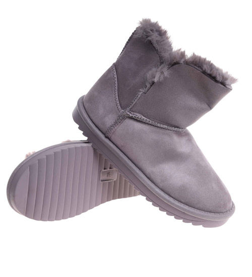 Szare kozaki śniegowce z futerkiem /A1-2 18358 T195/