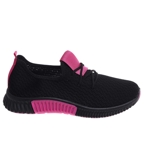 Damskie czarne buty sportowe w dużym rozmiarze /F8-2 18107 T281/