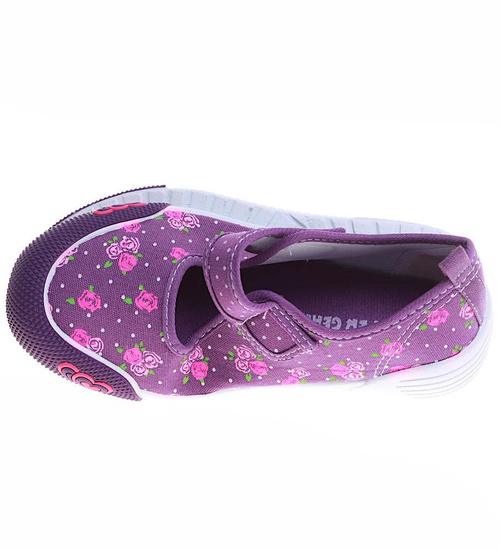 Dziewczęce wycięte fioletowe tenisówki z rzepem /F10-1 16888 T1-6/