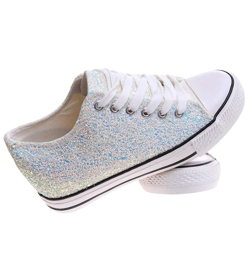 Białe trampki sneakersy na niskim koturnie /G8-1 16615 T096/