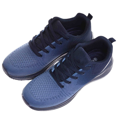 Sznurowane męskie granatowe buty sportowe /D1-3 18008 GF483/