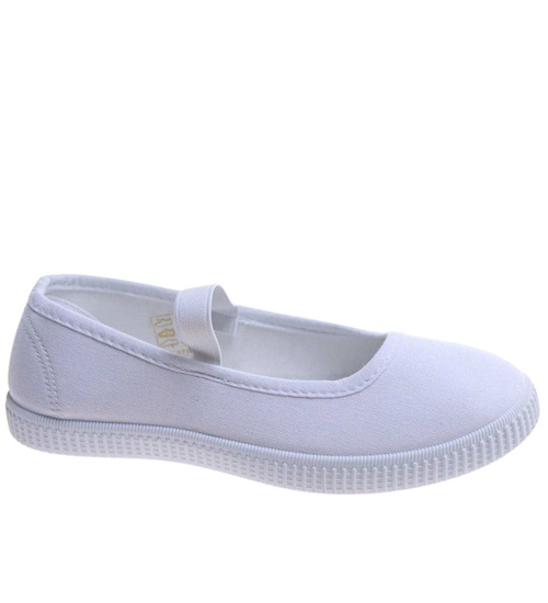 Wsuwane białe dziewczęce tenisówki balerinki czeszki z paseczkiem /C7-2 17481 T125/