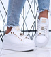 Białe wiązane damskie trampki na platformie /C4-1 15938 T535/