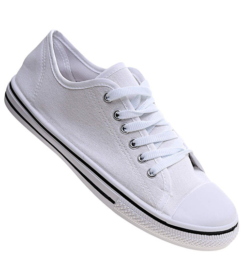 Trampki męskie z tkaniny klasyczne białe /e2-1 13758 T291/